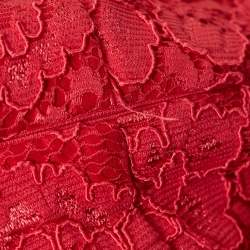 Pre Owned Elisabetta Franchi Pink Lace and Crepe Detachable Waist Mini Dress S