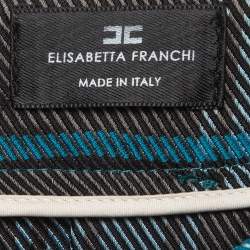 Elisabetta Franchi Blue Tartan Check Pleated Midi Skirt M