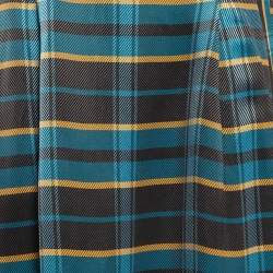 Elisabetta Franchi Blue Tartan Check Pleated Midi Skirt M