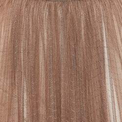 Elisabetta Franchi Brown Tulle Pleated Midi Skirt S