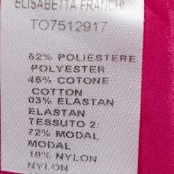 Pre Owned Elisabetta Franchi Fuchsia Pink Stretch Crepe Metal Detail Gathered Top M