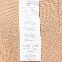 Pre Owned Elisabetta Franchi Beige Rib Knit Tricot Sweater Top S