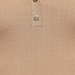 Pre Owned Elisabetta Franchi Beige Rib Knit Tricot Sweater Top S