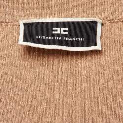 Pre Owned Elisabetta Franchi Beige Rib Knit Tricot Sweater Top S