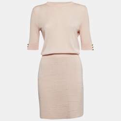 Elisabetta Franchi Pink Knit Short Dress M
