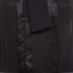 Pre Owned Elisabetta Franchi Black Satin Trim Chiffon Detachable Tie-Up Sleeveless Dress M