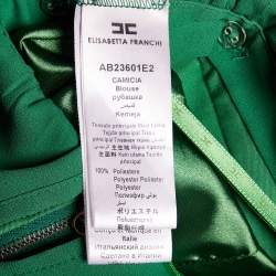 Pre Owned Elisabetta Franchi Green Crepe Fringed Mini Dress M