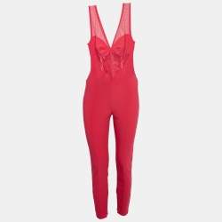 Elisabetta Franchi Pink Polyamide Jumpsuit & Jacket Set M
