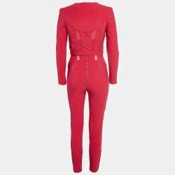 Elisabetta Franchi Pink Polyamide Jumpsuit & Jacket Set M