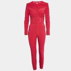 Elisabetta Franchi Pink Polyamide Jumpsuit & Jacket Set M