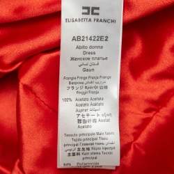 Pre Owned Elisabetta Franchi Red Polyamide Fringed Mini Dress M
