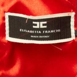 Pre Owned Elisabetta Franchi Red Polyamide Fringed Mini Dress M