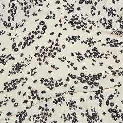 Pre Owned Elisabetta Franchi Cream Floral Print Lace Trim Crepe Tiered Mini Dress M