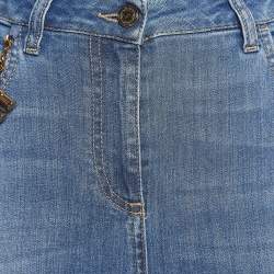 Pre Owned Elisabetta Franchi Blue Denim Chain Embellished Jeans M Waist 29"