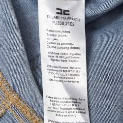 Pre Owned Elisabetta Franchi Blue Denim Chain Embellished Jeans M Waist 29"