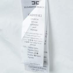 Pre Owned Elisabetta Franchi White Lace Trimmed Cotton Pleated Crop Shirt S