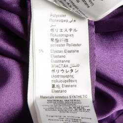 Pre Owned Elisabetta Franchi Purple Logo Belted Crepe Army-Chic Jacket L