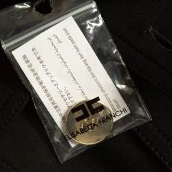 Pre Owned Elisabetta Franchi Black Stretch Crepe Zipper Midi Dress M