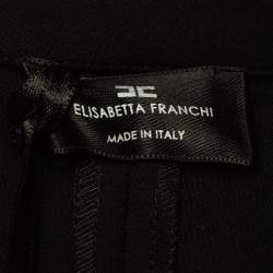 Pre Owned Elisabetta Franchi Black Stretch Crepe Zipper Midi Dress M