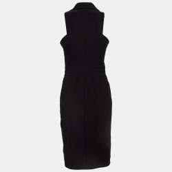 Pre Owned Elisabetta Franchi Black Stretch Crepe Zipper Midi Dress M