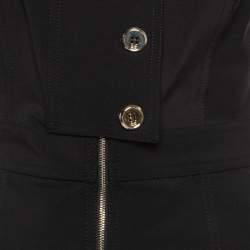 Pre Owned Elisabetta Franchi Black Stretch Crepe Zipper Midi Dress M