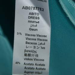 Pre Owned Elisabetta Franchi Blue Stretch Crepe Neck Tie Mini Dress M