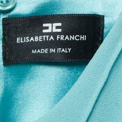 Pre Owned Elisabetta Franchi Blue Stretch Crepe Neck Tie Mini Dress M