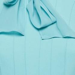 Pre Owned Elisabetta Franchi Blue Stretch Crepe Neck Tie Mini Dress M