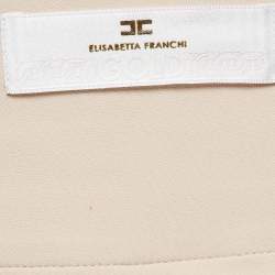 Pre Owned Elisabetta Franchi Beige Gold Stretch Crepe Short Skirt S