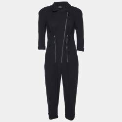 Elisabetta Franchi Black Crepe Zip Detail Jumpsuit S