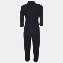 Elisabetta Franchi Black Crepe Zip Detail Jumpsuit S