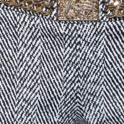 Elisabetta Franchi Gold Monochrome Chevron Nylon Blend Jeggings M