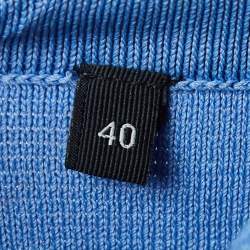 Pre Owned Elisabetta Franchi Blue Knit  Lace and Eyelets Detailed  Mini Skirt S