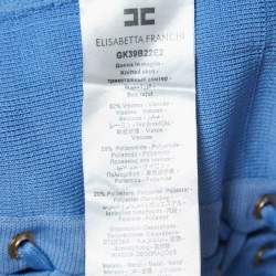 Pre Owned Elisabetta Franchi Blue Knit  Lace and Eyelets Detailed  Mini Skirt S