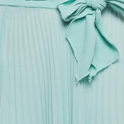 Elisabetta Franchi Mint Green Chiffon Plisse Maxi Skirt M