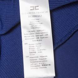 Pre Owned Elisabetta Franchi Bodysuit Blue Rib Knit Bodysuit M