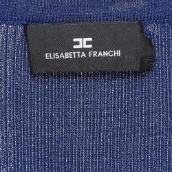 Pre Owned Elisabetta Franchi Bodysuit Blue Rib Knit Bodysuit M
