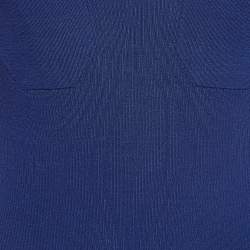 Pre Owned Elisabetta Franchi Bodysuit Blue Rib Knit Bodysuit M