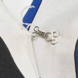 Pre Owned Elisabetta Franchi Blue Printed Detailed Buckle Midi Dress S