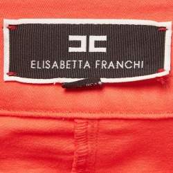 Pre Owned Elisabetta Franchi Orange Applique Denim Skinny Jeans M Waist 28"