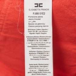 Pre Owned Elisabetta Franchi Orange Applique Denim Skinny Jeans M Waist 28"