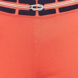 Pre Owned Elisabetta Franchi Orange Applique Denim Skinny Jeans M Waist 28"