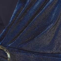 Elisabetta Franchi Blue Lurex Knit One Shoulder Jumpsuit M