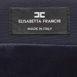 Elisabetta Franchi Blue Lurex Knit One Shoulder Jumpsuit M