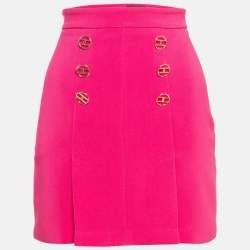 Elisabetta Franchi Pink Logo Embellished Mini Skirt S
