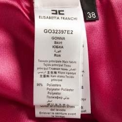 Elisabetta Franchi Pink Logo Embellished Mini Skirt S