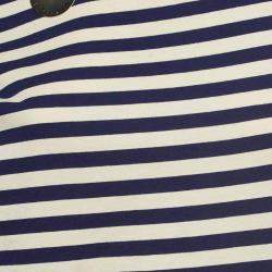 Pre Owned Elisabetta Franchi Blue Marine Stripe Jersey Asymmetric Sleeve Top S