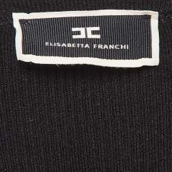 Pre Owned Elisabetta Franchi Black Rib Knit Sweater Top S