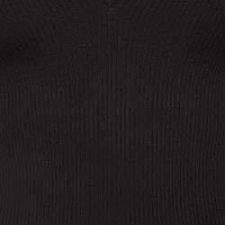 Pre Owned Elisabetta Franchi Black Rib Knit Sweater Top S