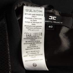 Pre Owned Elisabetta Franchi Black Belted Knit Flared Mini Skirt S